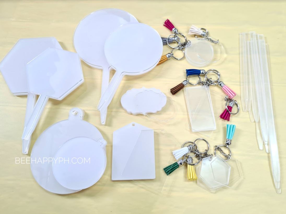 Rectangle Blank Acrylic Keychain w/ Tassel (2.3mm thick)