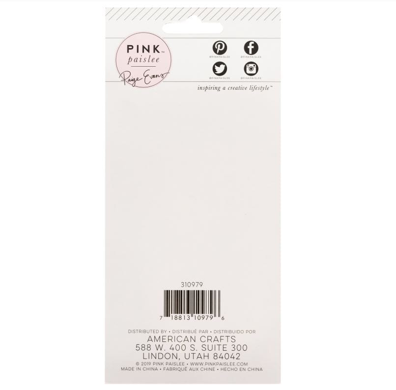 American Crafts Bloom Street Pink Paislee Acrylic Clear Stamps