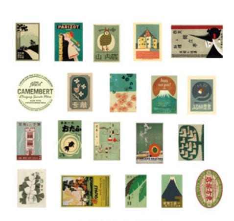 Retro Sticker Japan Candy Poetry Japanese Retro Sticker Flakes - 20pcs
