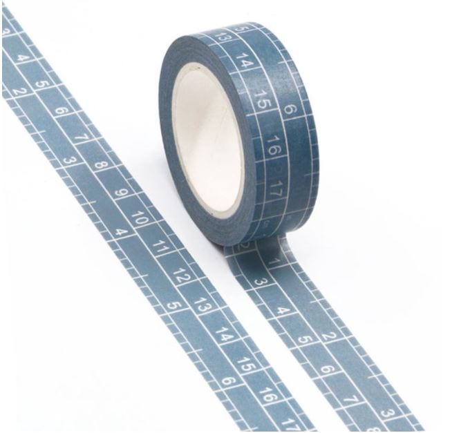 Blue Ruler Washi Tape 15mm x 10m