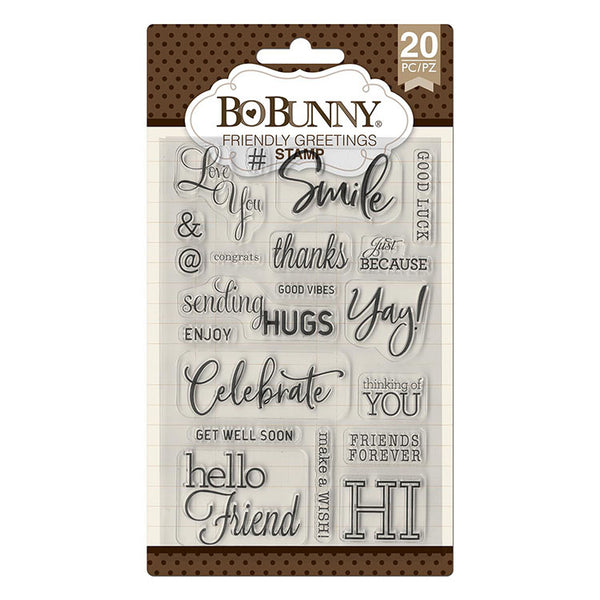 BoBunny Friendly Greetings Clear Acrylic Stamps