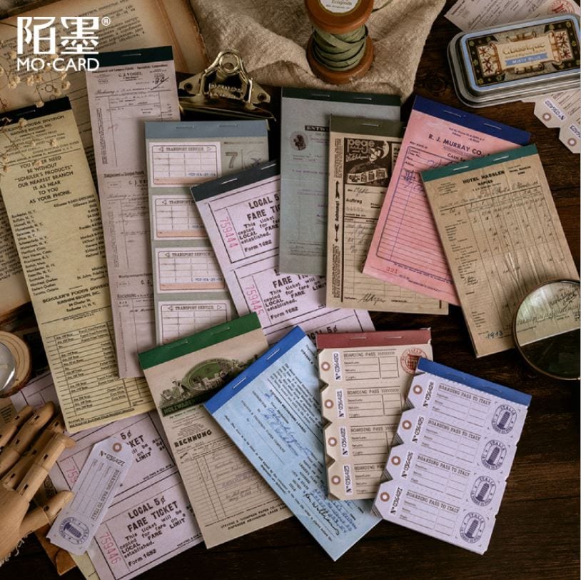 MoCard Vintage Bill Series Retro Tearable Memo Pad/Ephemera Pad (Receipts, Boarding Pass, Etc)