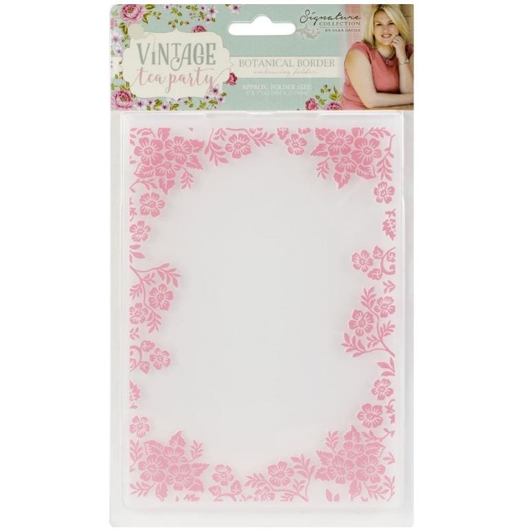 Crafter's Companion Sara Davies Botanical Border Vintage Tea Party Embossing Folder 5