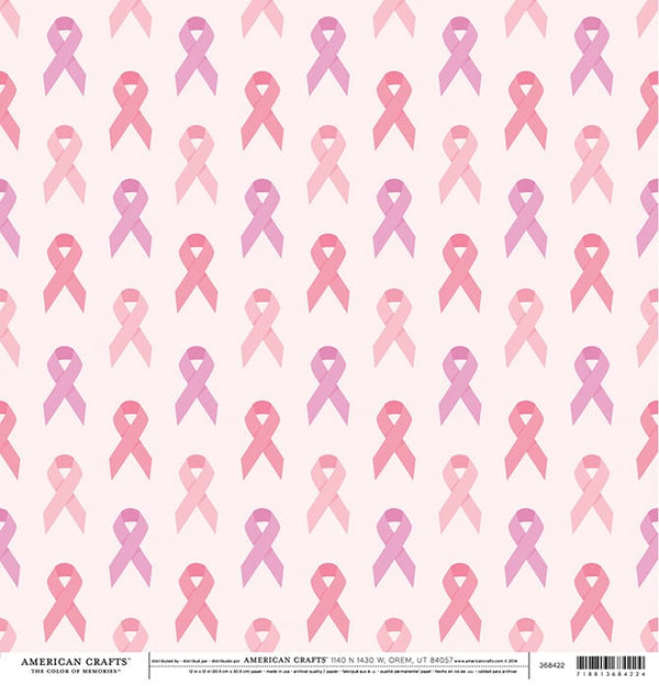 American Crafts Breast Cancer Double-Sided Cardstock 12"X12"
