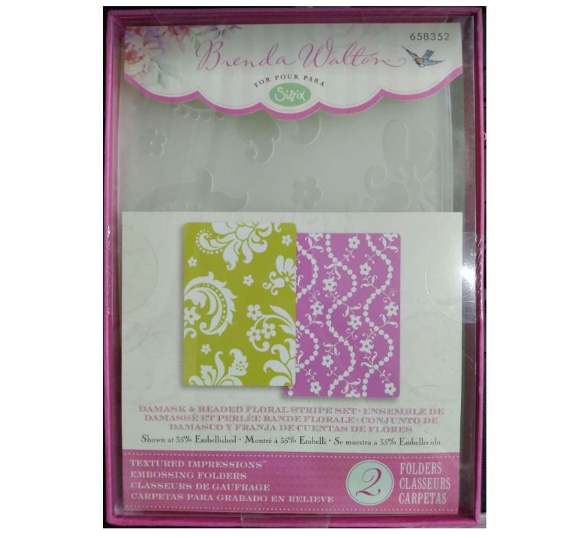 Sizzix Damask & Beaded Floral Stripe Textured Impressions A6 Embossing Folder 2pcs