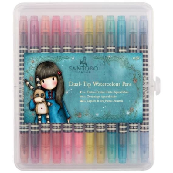 Gorjuss Brights Santoro Watercolour Dual-Tip Pens 12/Pkg
