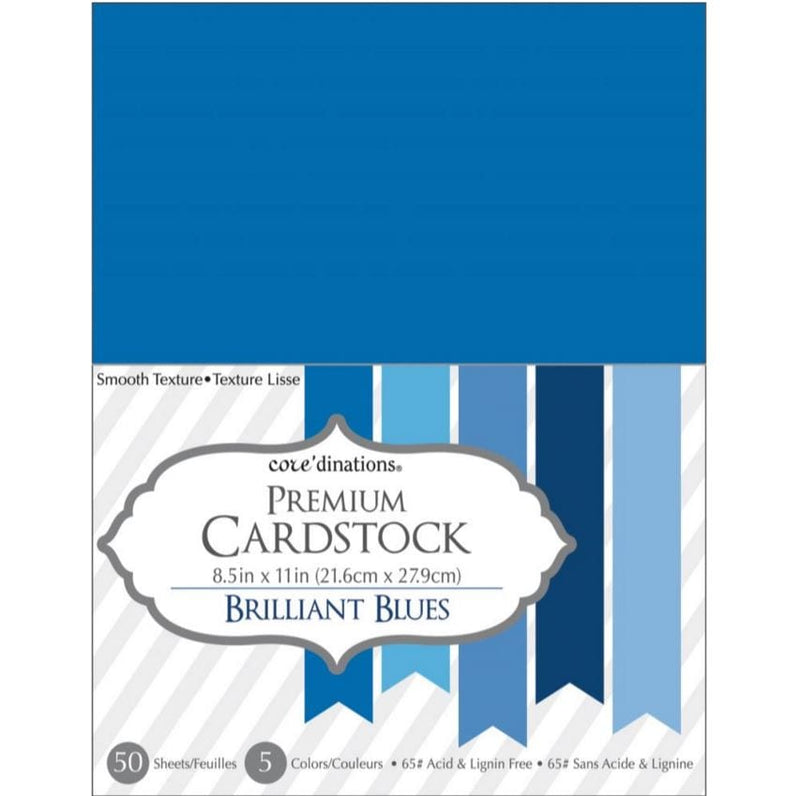 Core'dinations Brilliant Blues Value Pack Cardstock 8.5"X11" 50/Pkg
