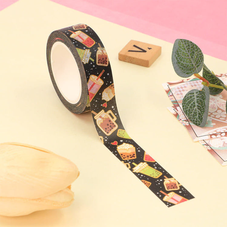 Black Bubble Tea Washi Tape 15mm x 10m