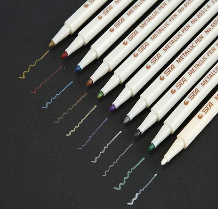 STA Metallic Markers 10pcs (Choose from Brush Tip and Bullet Tip)