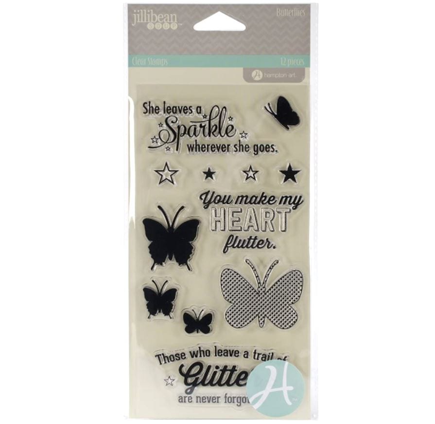 Hampton Art Butterflies She Leaves a Sparkle Clear Stamp Set - Jillibean Soup