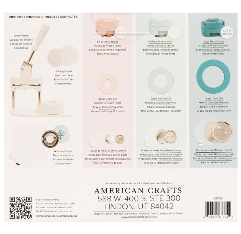 We R Memory Keepers Button Press All-in-One Bundle (w/ Small, Medium and Large Inserts)