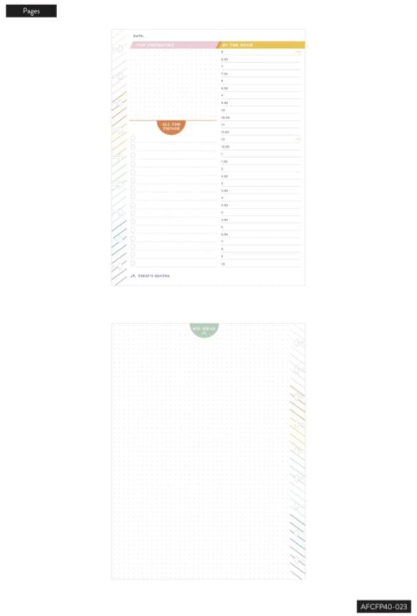 Me and My Big Ideas By The Hour Classic Filler Paper Happy Planner (40 Sheets)