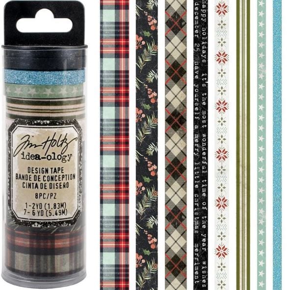 Tim Holtz Christmas Design Washi Tape Set Idea-Ology - 8 Rolls