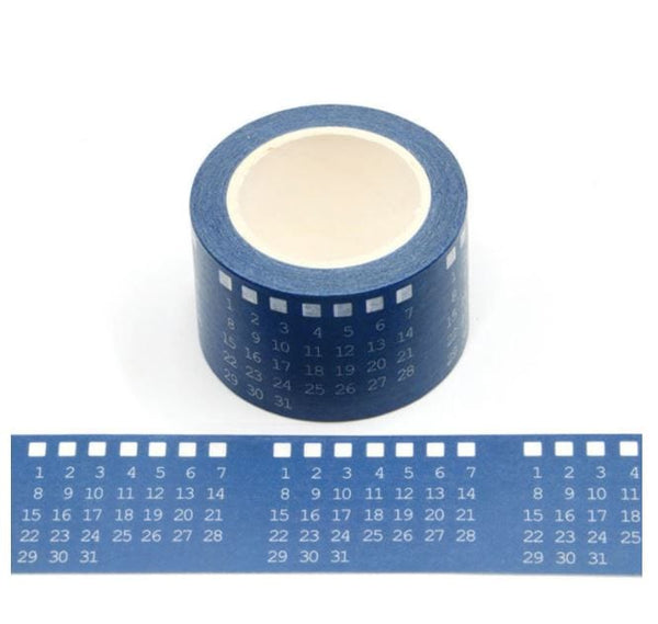 Calendar on Blue Washi Tape 30mm x 10m