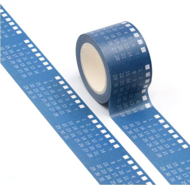 Calendar on Blue Washi Tape 30mm x 10m