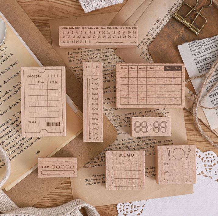 Journaling Wood Mounted Rubber Stamps by Paper Dyeing