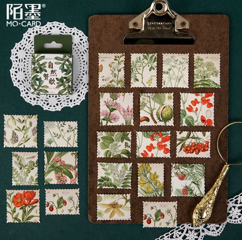MoCard Natural Hymn Flora Plants Sticker Flakes in a Box