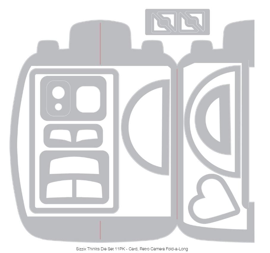 Sizzix Card, Retro Camera Fold-a-Long Thinlits Die Set 11Pk