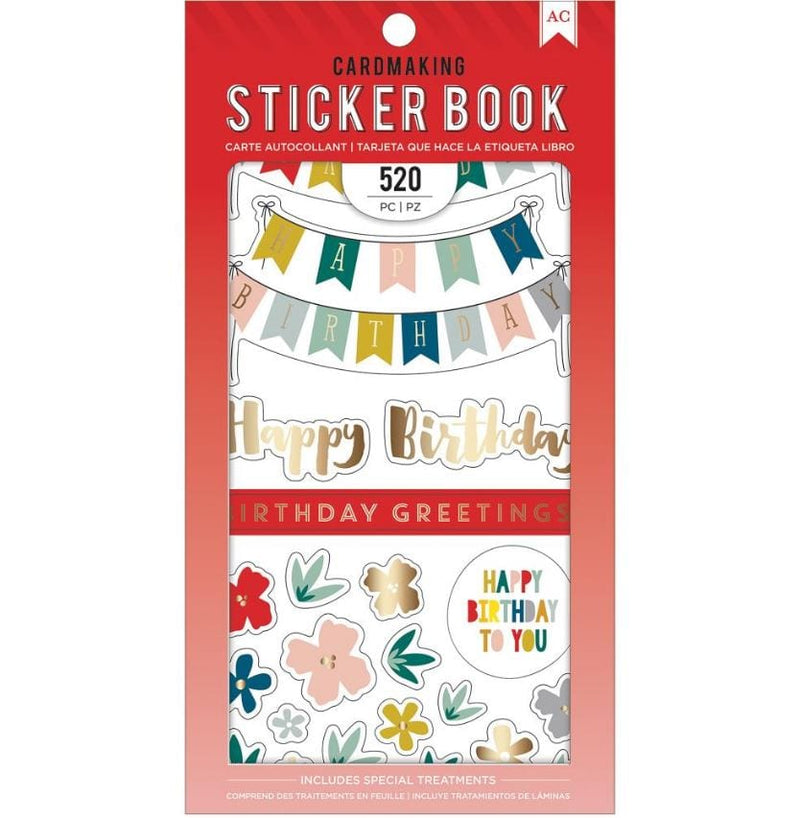 American Crafts Birthday Greetings Cardmaking Sticker Book with Foil Accents