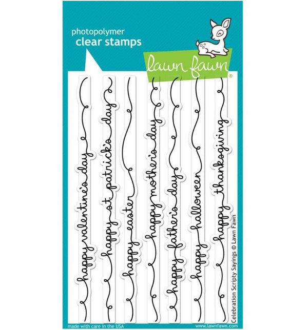 Lawn Fawn Celebration Scripty Sayings Clear Stamps 4"x 6"