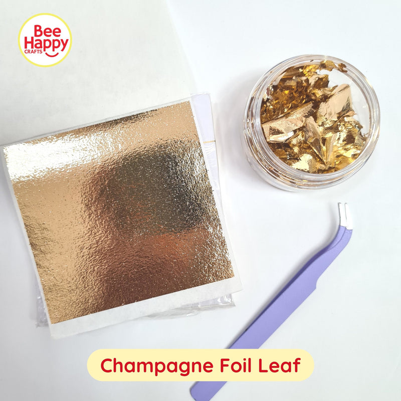 Bee Happy Metallic Foil Leaf Sheets with Jar (Foil for Wax Sealing, Resin, Slime and More)