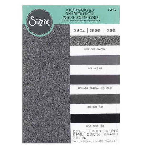 Sizzix Surfacez Charcoal Opulent Cardstock Pack, A4 size 50PK 250gsm