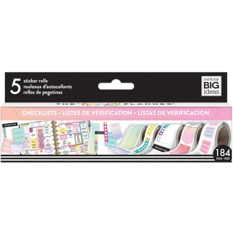 Me and My Big Ideas Checklist Sticker Rolls Happy Planner - 5 Rolls (184 pcs)