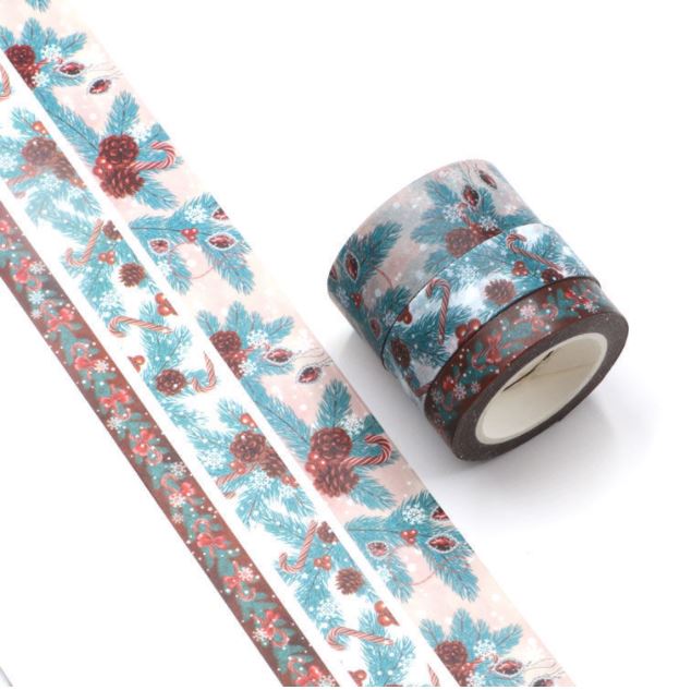 Candy Cane, Mistletoe and Decors Christmas Washi Tape Set