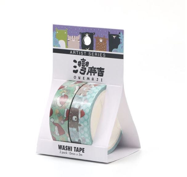 Onemaji Christmas Cartoon Washi Tape 2 Rolls of 15mm x 5m