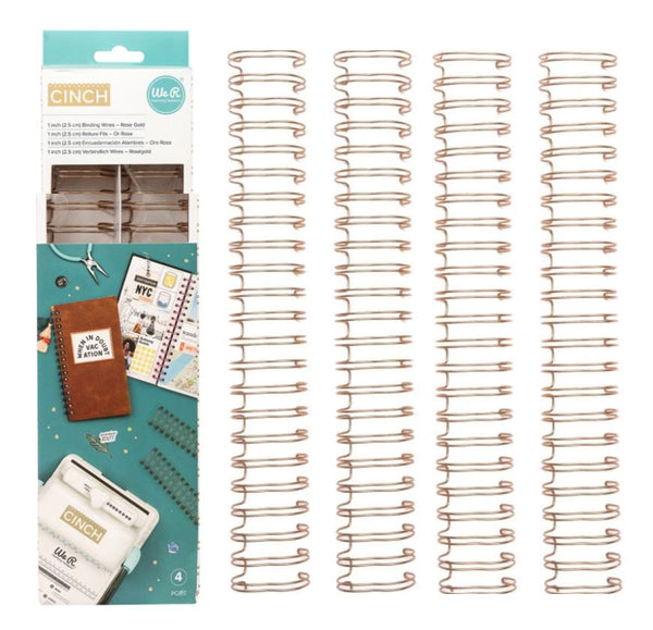 We R Memory Keepers Rose Gold Cinch 1" Binding Wires (4pcs)