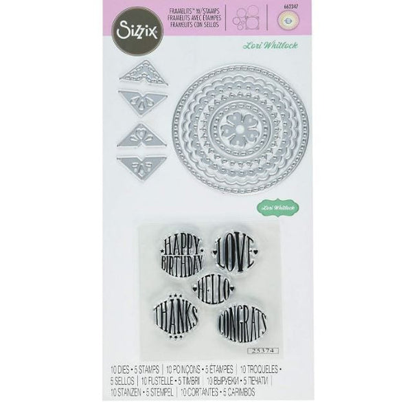 Sizzix Circle Sentiments Framelits Die Set with Stamps