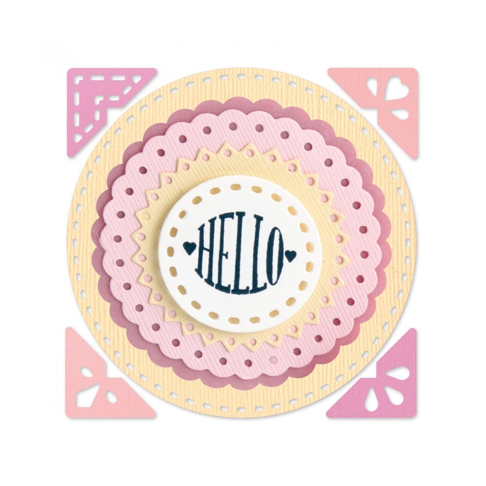 Sizzix Circle Sentiments Framelits Die Set with Stamps