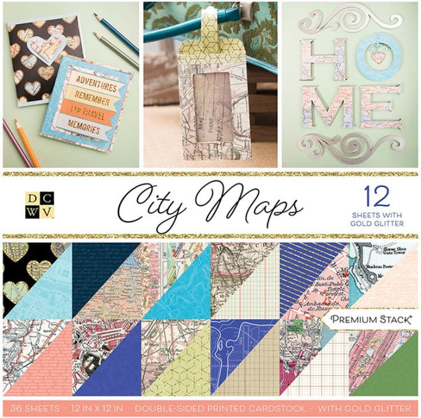 DCWV City Maps Premium Printed Cardstock - 36 Sheets