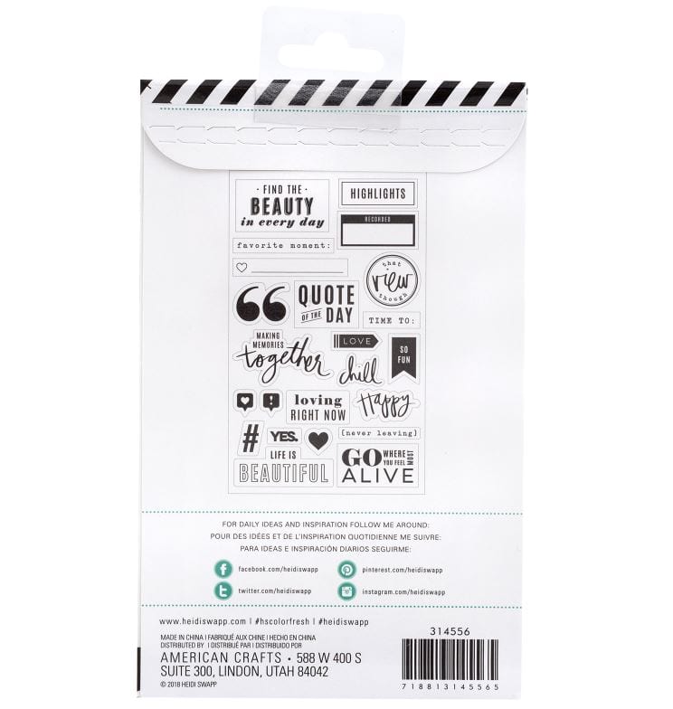 Heidi Swapp Color Fresh Words and Icons Memory Planner Clear Stamps 23pcs