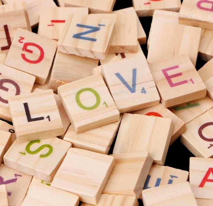 Wooden Scrabble Tiles Uppercase Colored Letters (100 pcs)