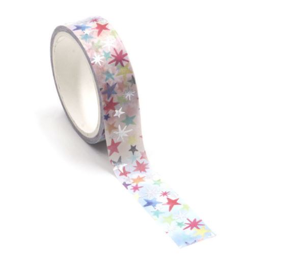 Colorful Stars with Foil Accent Washi Tape (15mm x 5m)