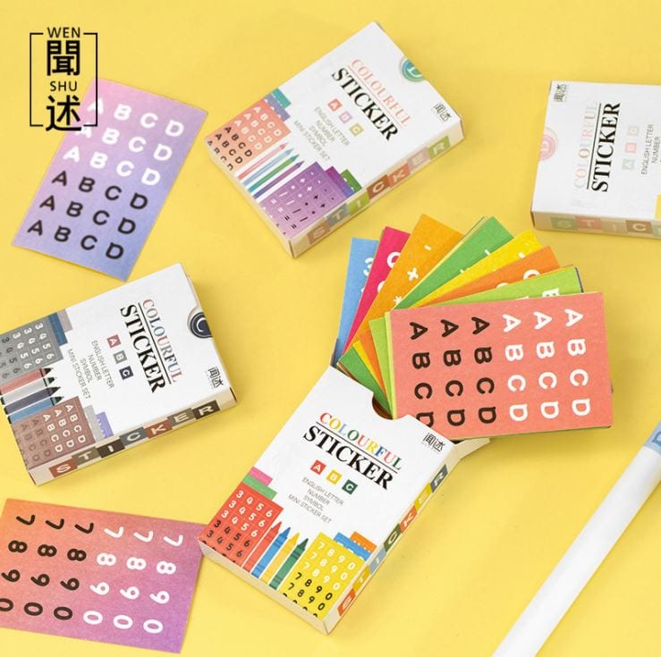 Yuxian Colourful Sticker Alphabets, Numbers and Symbols (48 Sheets, 1000+ pcs)