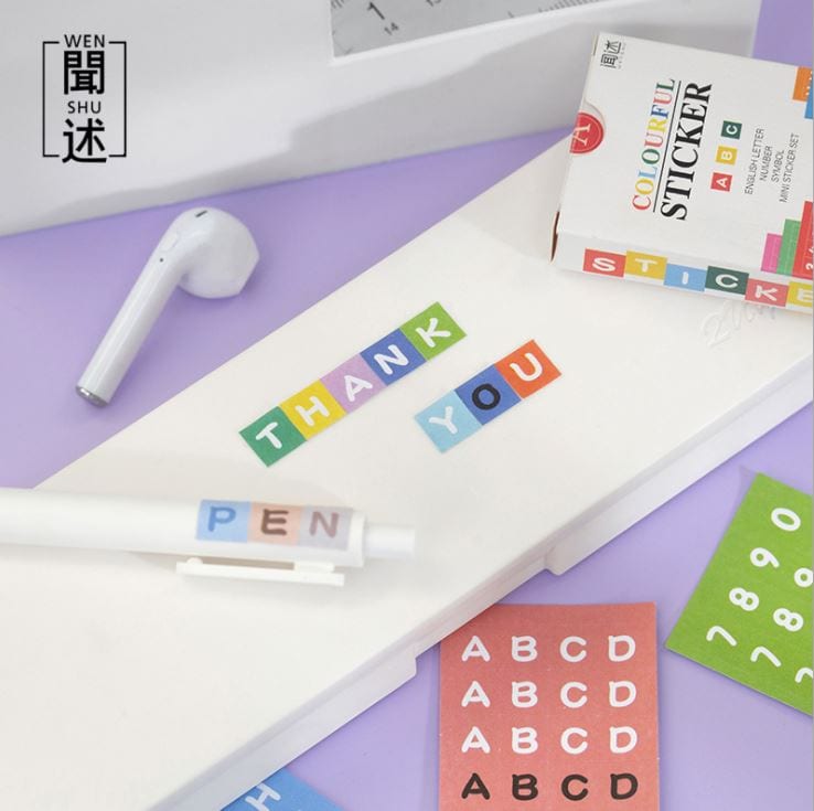 Yuxian Colourful Sticker Alphabets, Numbers and Symbols (48 Sheets, 1000+ pcs)