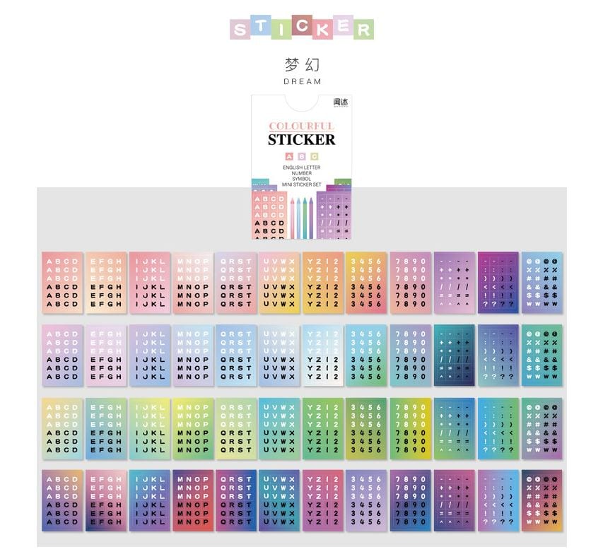 Yuxian Colourful Sticker Alphabets, Numbers and Symbols (48 Sheets, 1000+ pcs)