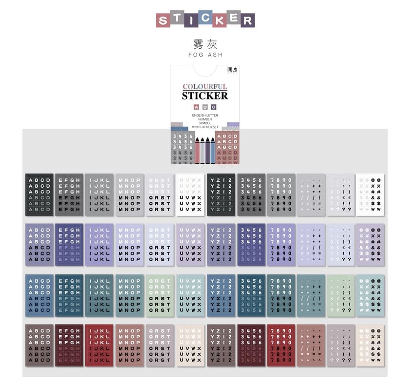 Yuxian Colourful Sticker Alphabets, Numbers and Symbols (48 Sheets, 1000+ pcs)