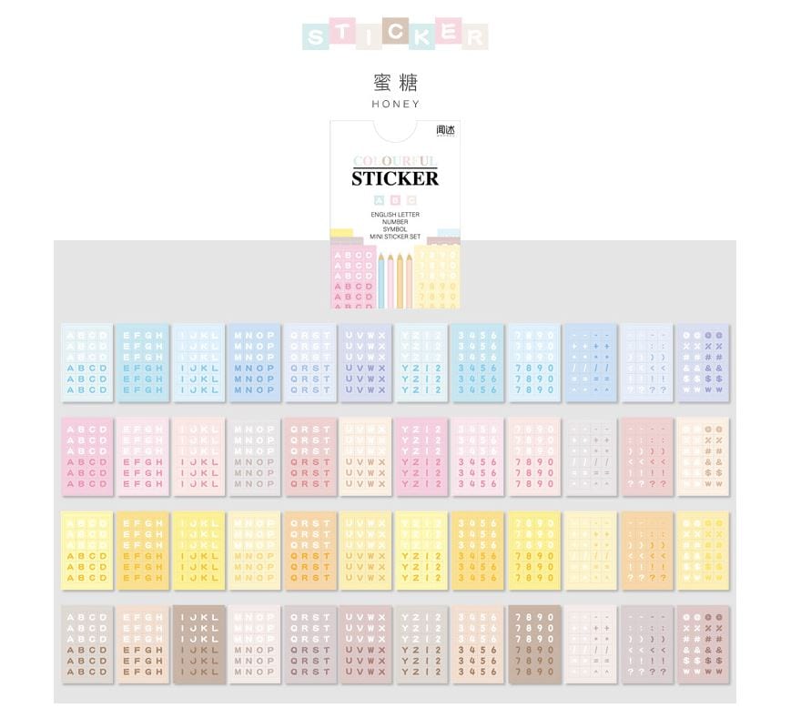 Yuxian Colourful Sticker Alphabets, Numbers and Symbols (48 Sheets, 1000+ pcs)