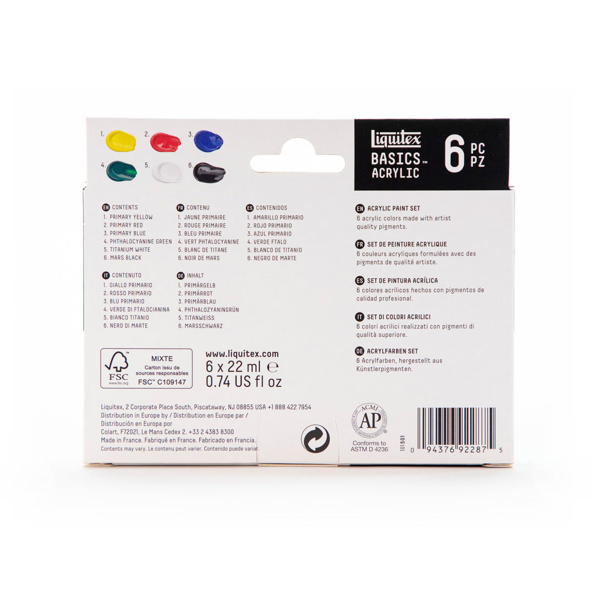 Liquitex® Basics Acrylic Set of 6 Primary
