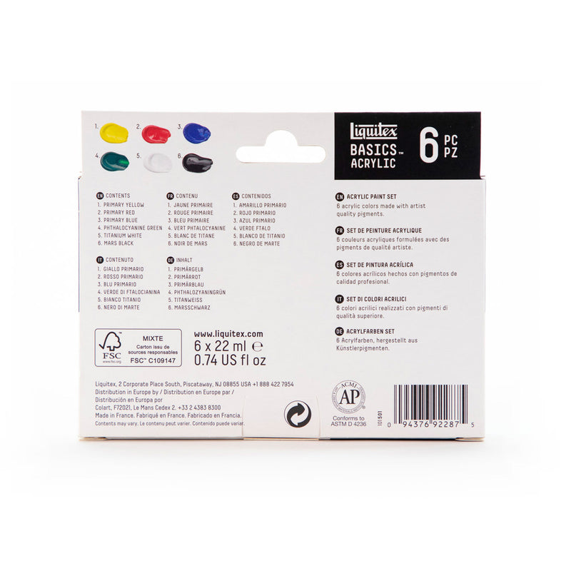 Liquitex® Basics Acrylic Set of 6 Primary