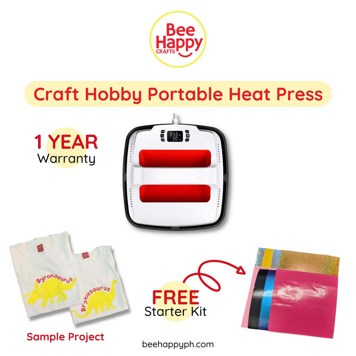 Craft Hobby Portable Heat Press for Heat Transfer Vinyl (HTV) or Iron On (220V)