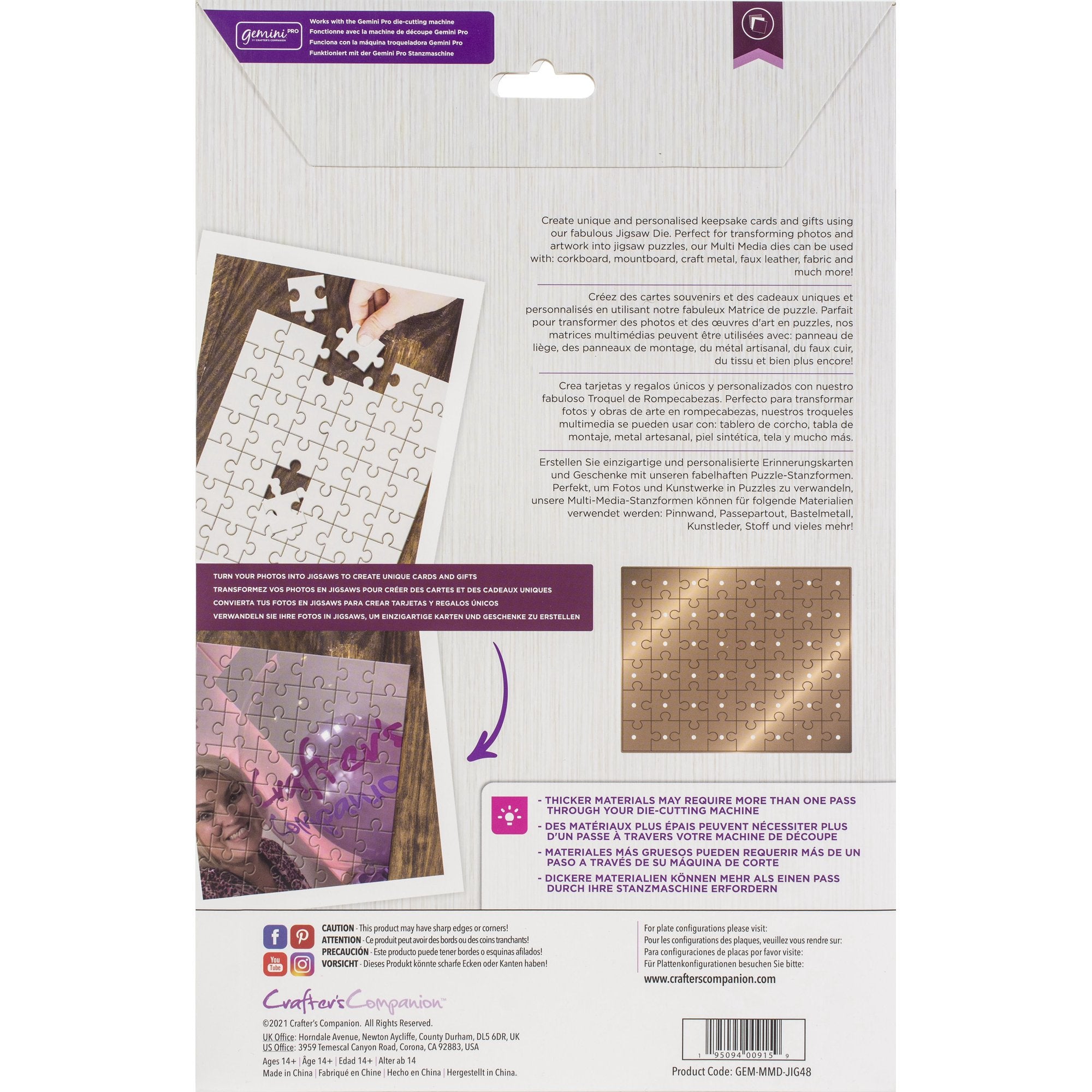 Crafter's Companion Jigsaw Gemini Edge'Ables Die 10