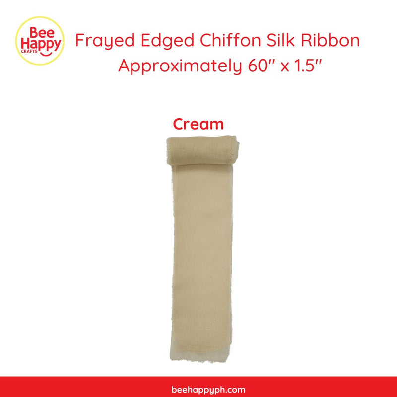 Frayed Edged Chiffon Silk Ribbon 60" x 1.5 "