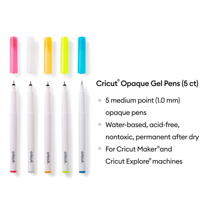 Cricut Opaque Gel Pens Pink/White/Orange/Yellow/Blue 1.0mm (5 ct)