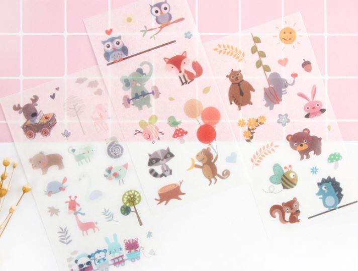 Cute and Colorful Animals Deco Stickers - 6 Sheets