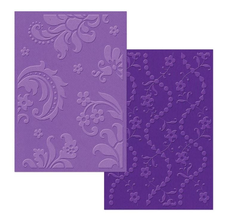 Sizzix Damask & Beaded Floral Stripe Textured Impressions A6 Embossing Folder 2pcs