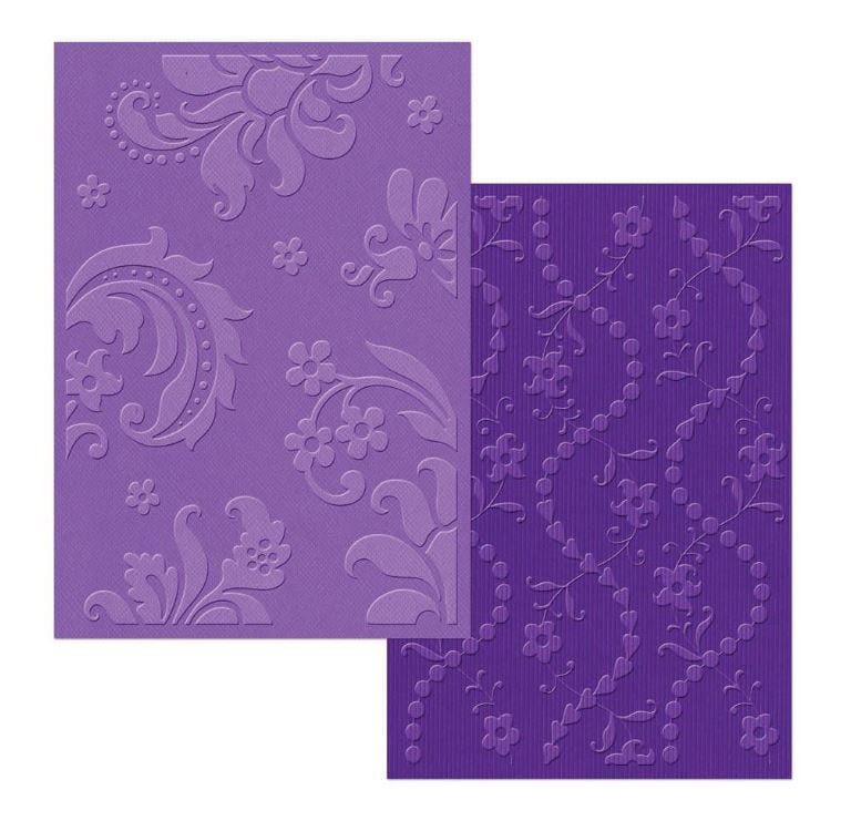 Sizzix Damask &amp; Beaded Floral Stripe Textured Impressions A6 Embossing Folder 2pcs